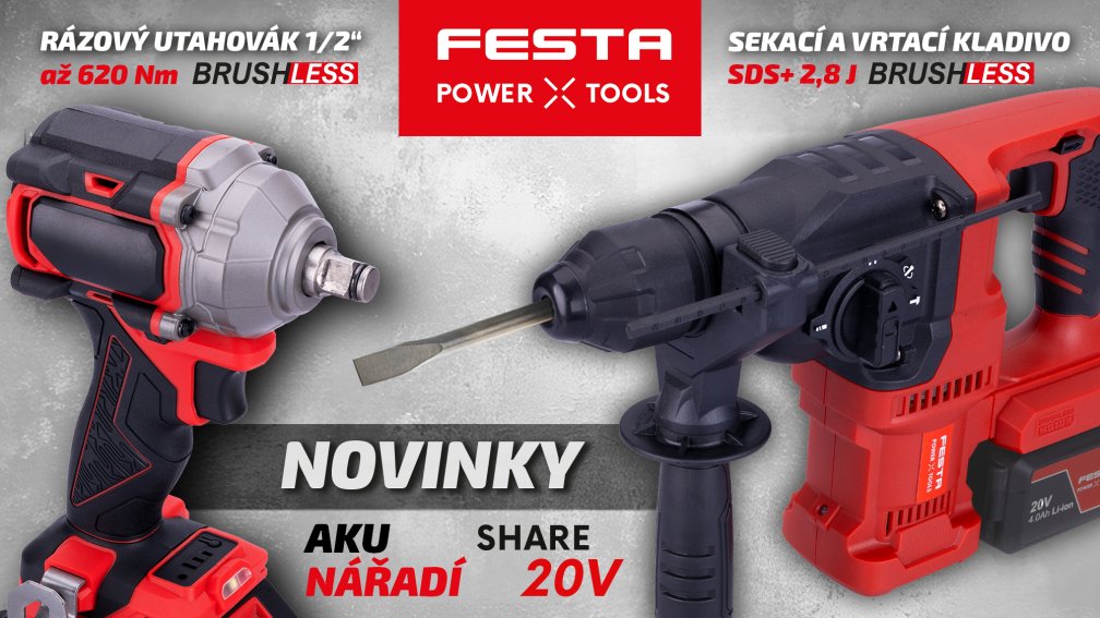 <p>NOVÉ AKU STROJE FESTA POWER X TOOLS SHARE 20V</p>