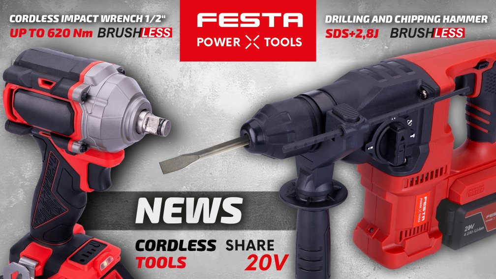 <p>NEW CORDLESS TOOLS FESTA POWER X TOOLS SHARE 20V</p>