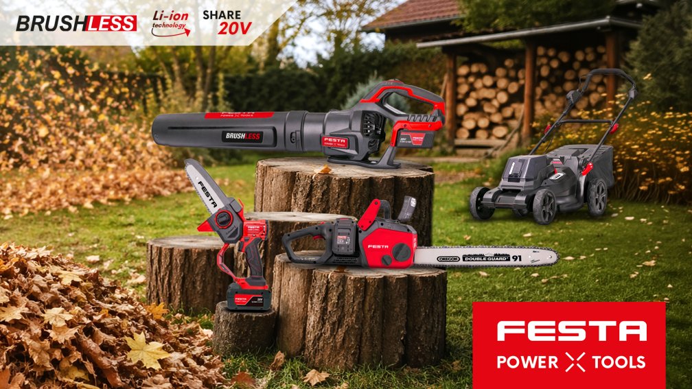 <p>Nové zahradní AKU nářadí FESTA Power x Tools SHARE 20V</p>