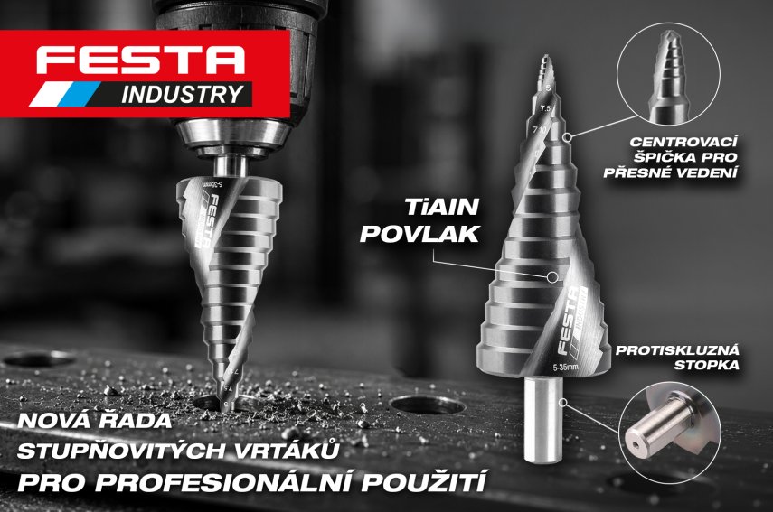 <p>STUPŇOVITÉ VRTÁKY FESTA INDUSTRA s povlakem TiAlN</p>
