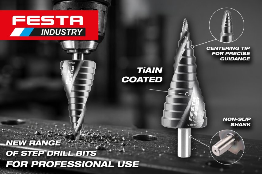 <p>Professional step drils FESTA INDUSTRY TiAlN coated</p>