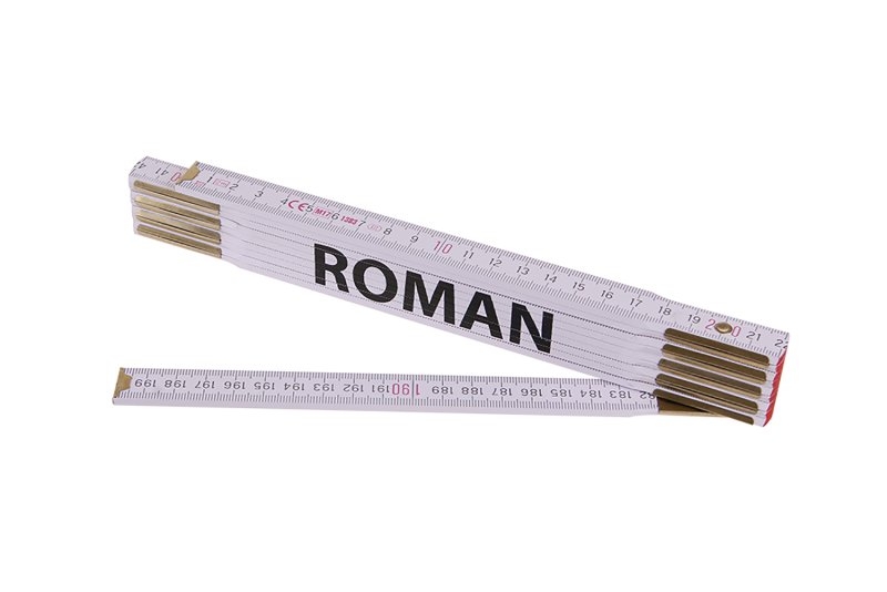 Metr skládací 2m ROMAN (PROFI,bílý,dřevo)