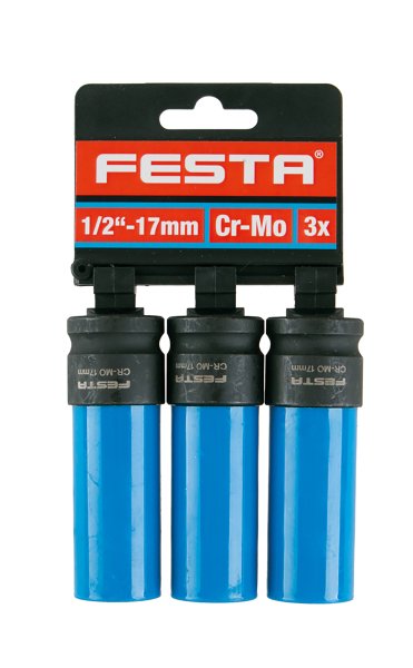 Hlavice na kola FESTA CrMo 1/2" 17mm 3ks(D)