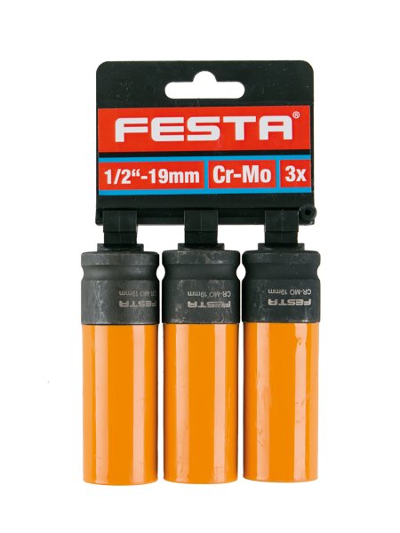 Hlavice na kola FESTA CrMo 1/2" 19mm 3ks(D)
