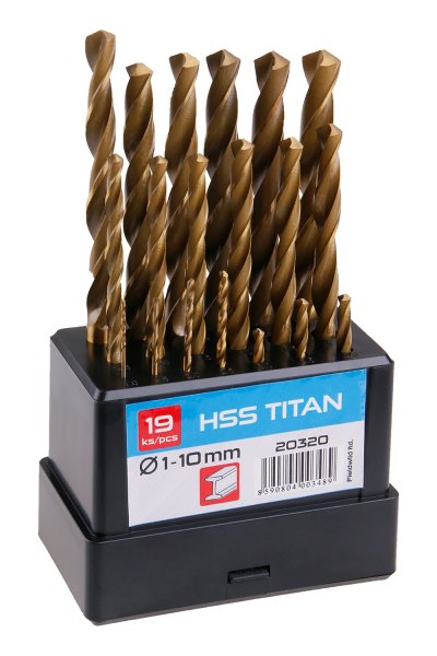 Sada HSS TITAN vrtáků 1-10mm (po 0.5mm) 19ks plast 0.4515 Kg  DÍLNA Sklad16 20320 100