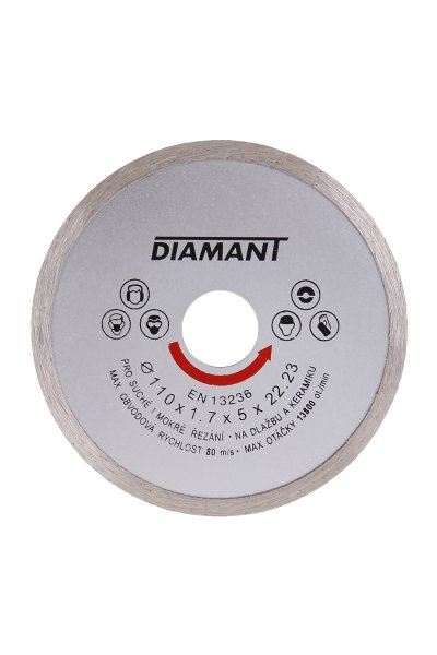 Kotouč diamantový DIAMANT 110x1.7x22.2mm plný 0.093 Kg  DÍLNA Sklad16 21010 100