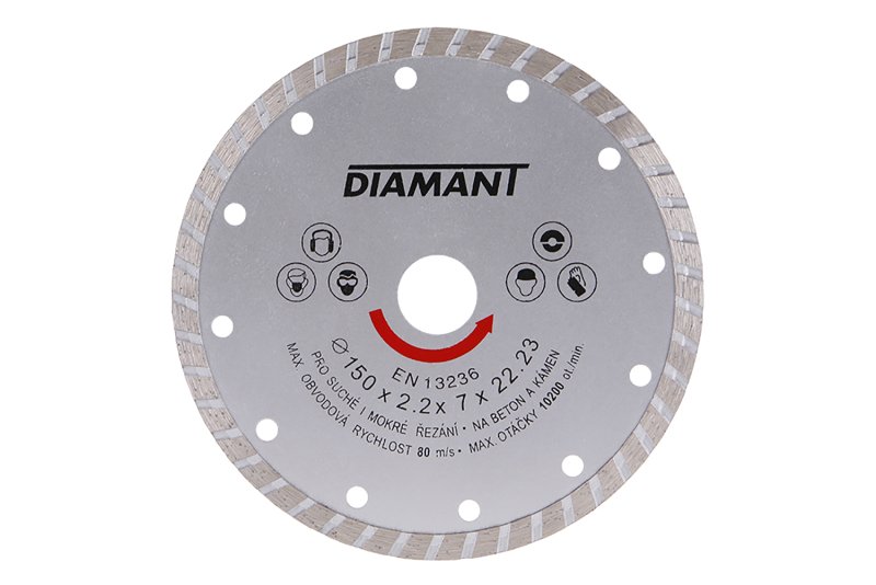 Kotouč diamantový DIAMANT 150x2.2x22.2mm TURBO 0.211 Kg  DÍLNA Sklad16 21150 100