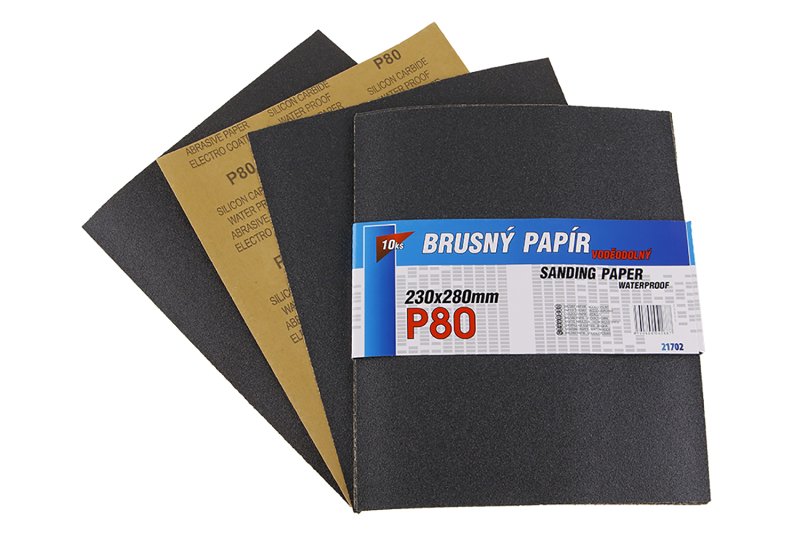 Papír brusný 230x280mm P80 10ks Waterproof 0.32 Kg  DÍLNA Sklad16 21702 100