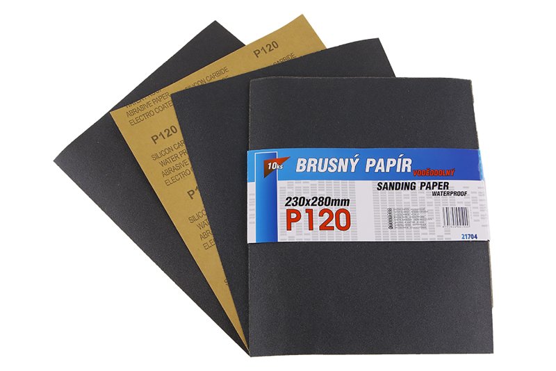 Papír brusný 230x280mm P120 10ks Waterproof 0.246 Kg  DÍLNA Sklad16 21704 100