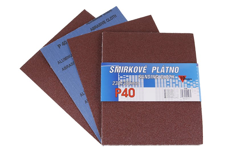 Plátno smirkové 230x280mm P40 10ks 0.678 Kg  DÍLNA Sklad16 21732 100