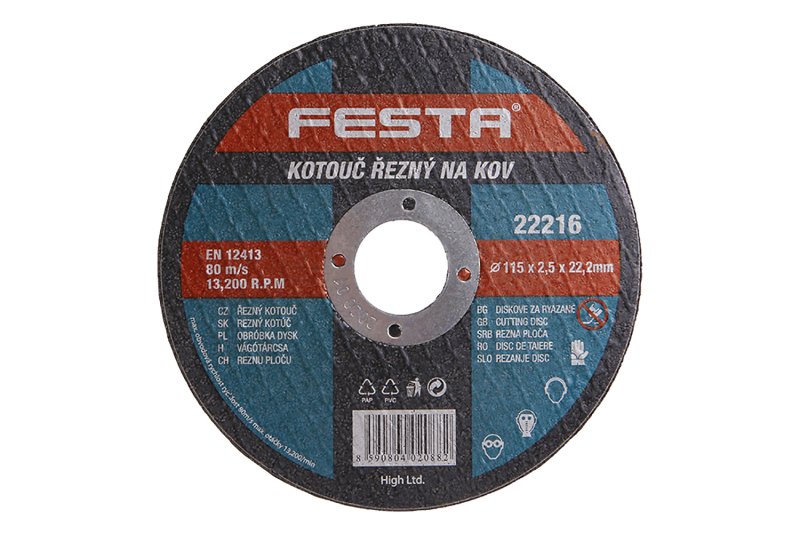 Kotouč řezný FESTA na kov 115x2.5x22.2mm 0.055 Kg  DÍLNA Sklad16 22216 100