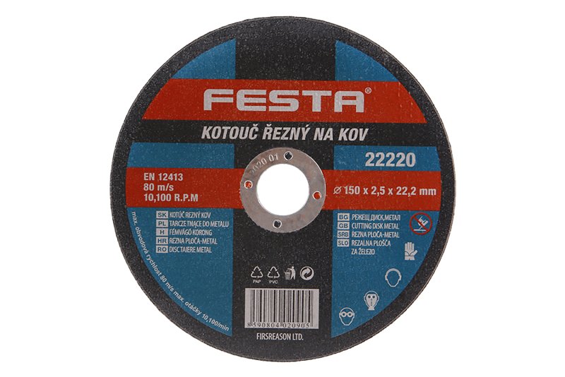 Kotouč řezný FESTA na kov 150x2.5x22.2mm 0.099 Kg  DÍLNA Sklad16 22220 100