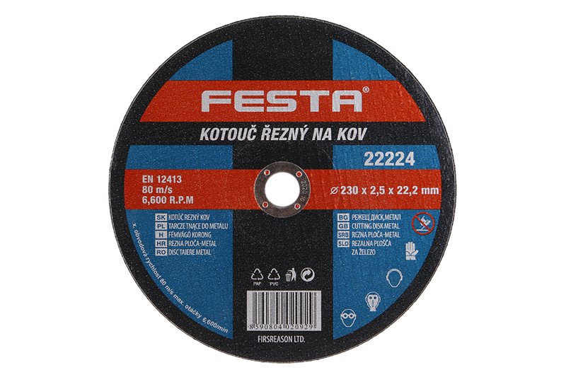 Kotouč řezný FESTA na kov 230x2.5x22.2mm 0.238 Kg  DÍLNA Sklad16 22224 100