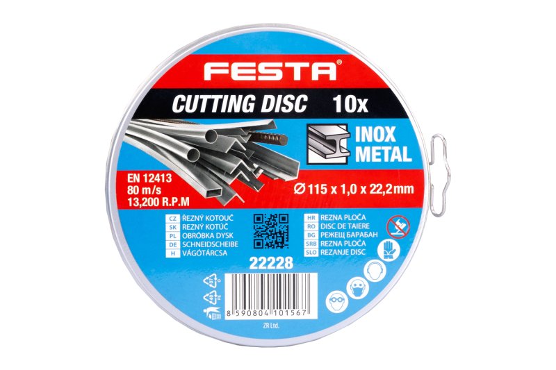 Kotouč řezný FESTA na kov 115x1x22.2mm plechový box 10ks