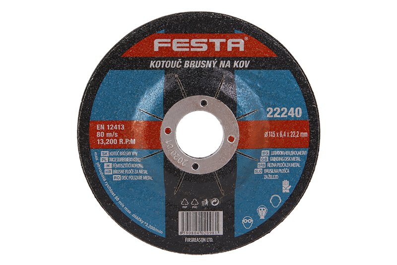 Kotouč brusný FESTA na kov 115x6.4x22.2mm 0.1615 Kg  DÍLNA Sklad16 22240 100