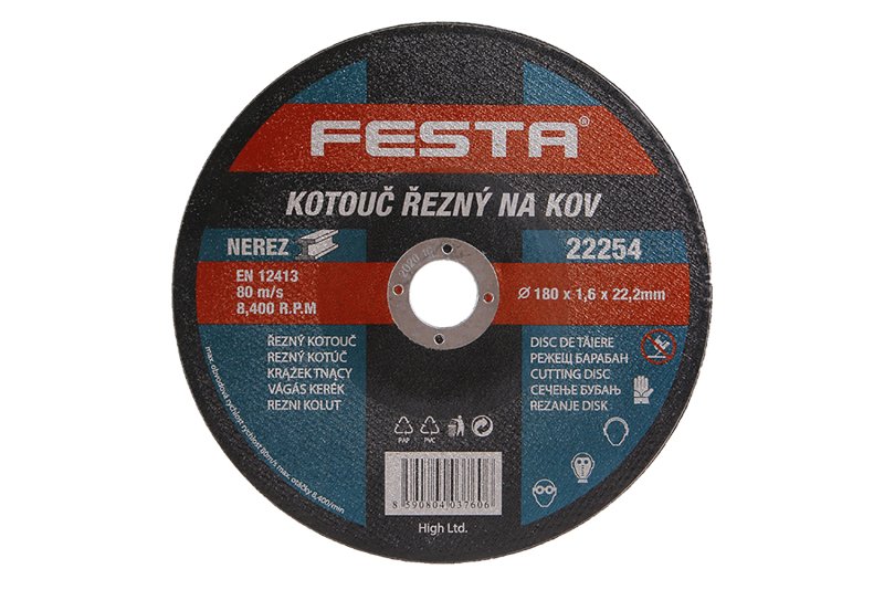 Kotouč řezný FESTA na kov 180x1.6x22.2mm 0.09 Kg  DÍLNA Sklad16 22254 100