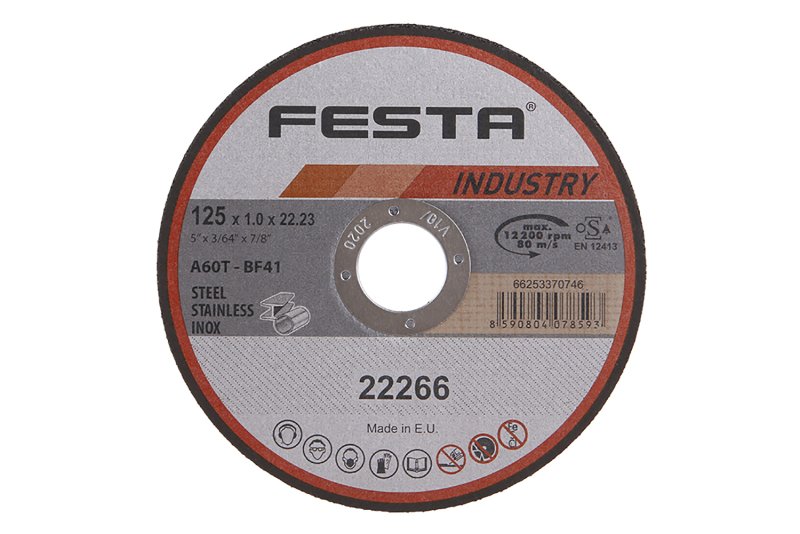 Kotouč řezný FESTA INDUSTRY na kov 125x1x22.2mm 0.03 Kg  DÍLNA Sklad16 22266 100