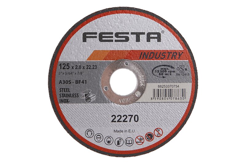 Kotouč řezný FESTA INDUSTRY na kov 125x2x22.2mm 0.054 Kg  DÍLNA Sklad16 22270 100