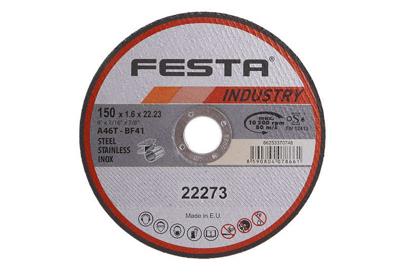 Kotouč řezný FESTA INDUSTRY na kov 150x1.6x22.2mm 0.066 Kg  DÍLNA Sklad16 22273 100