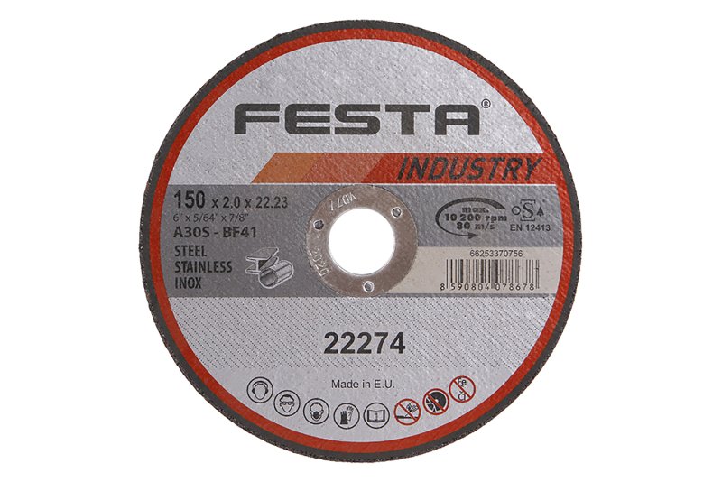 Kotouč řezný FESTA INDUSTRY na kov 150x2x22.2mm 0.079 Kg  DÍLNA Sklad16 22274 100