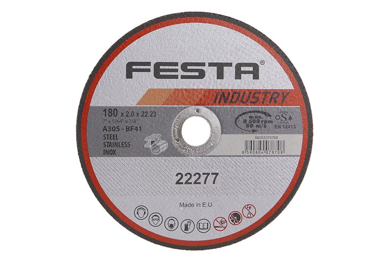 Kotouč řezný FESTA INDUSTRY na kov 180x2x22.2mm 0.113 Kg  DÍLNA Sklad16 22277 100