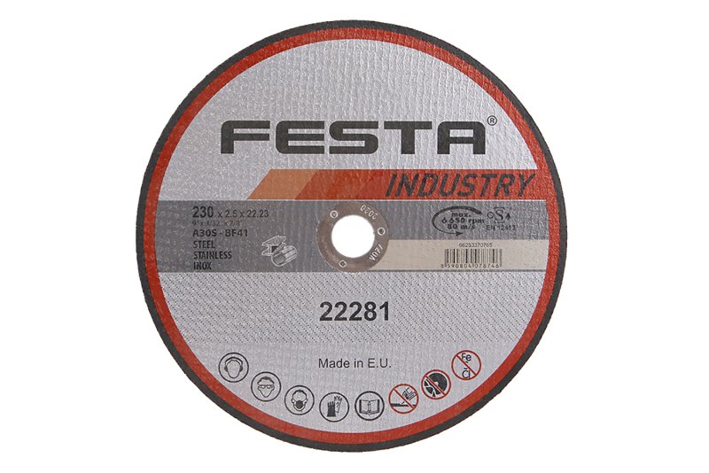 Kotouč řezný FESTA INDUSTRY na kov 230x2.5x22.2mm 0.222 Kg  DÍLNA Sklad16 22281 100