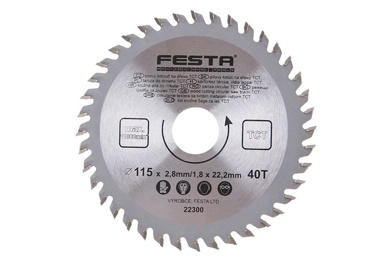 Kotouč pilový FESTA SK 115/2.8/22.2mm 40T 0.1485 Kg  DÍLNA Sklad16 22300 100