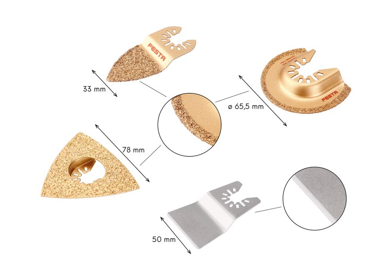 Sada nástrojů pro oscilační brusku FESTA 4ks 0.2 Kg  DÍLNA Sklad16 24321 100